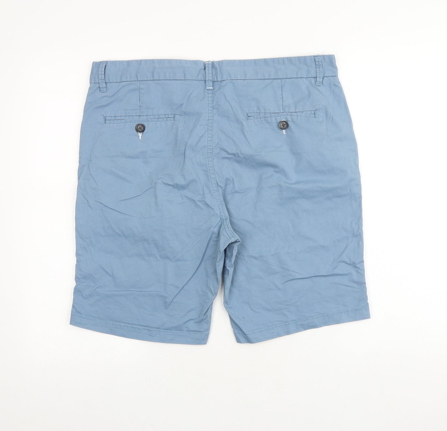 Primark Mens Blue Cotton Chino Shorts Size 36 in L9 in Regular Zip