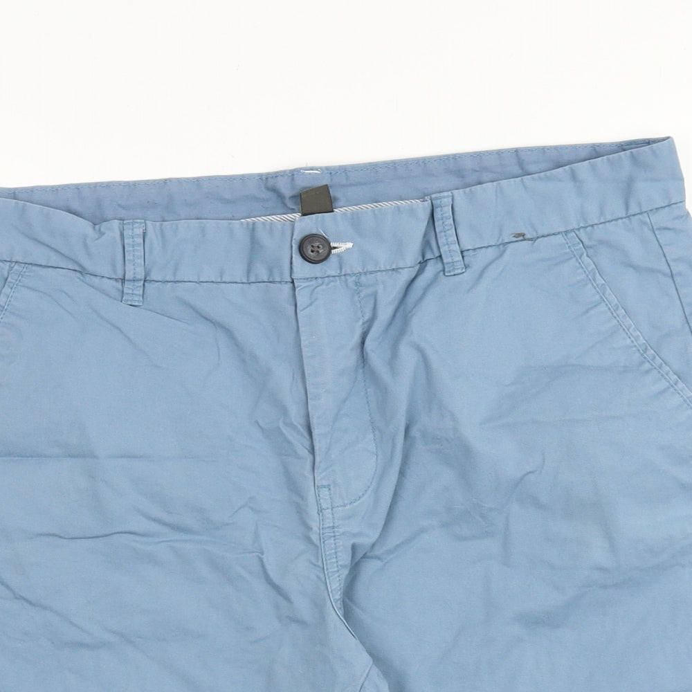 Primark Mens Blue Cotton Chino Shorts Size 36 in L9 in Regular Zip