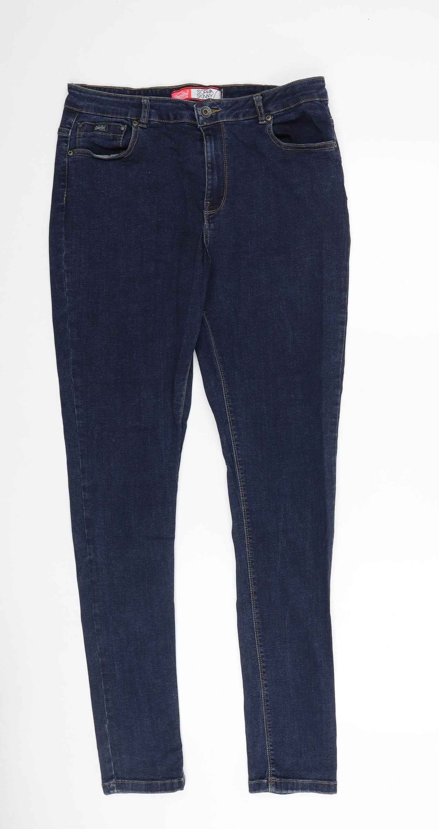 Superdry Womens Blue Cotton Skinny Jeans Size 34 in L32 in Regular Zip