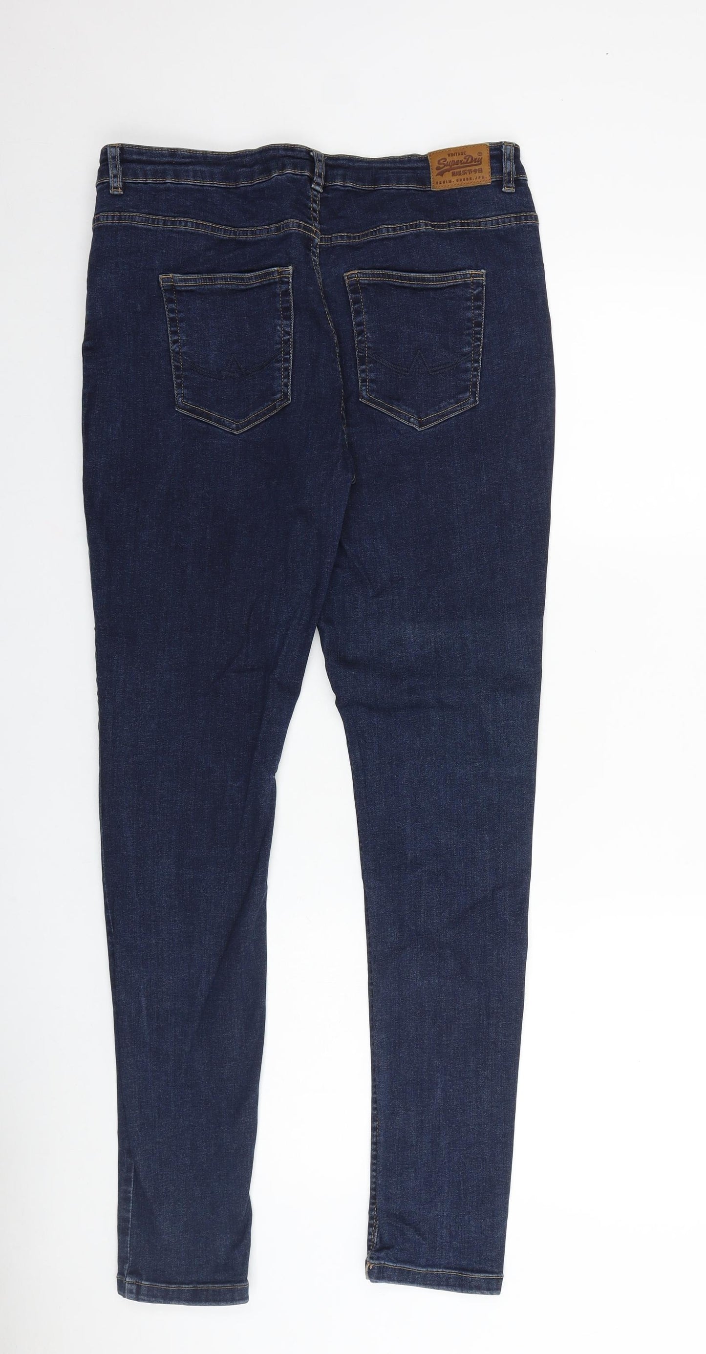 Superdry Womens Blue Cotton Skinny Jeans Size 34 in L32 in Regular Zip