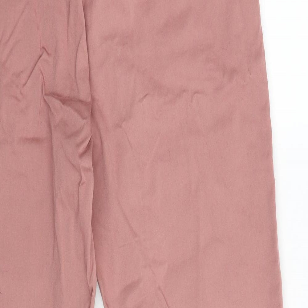 Marks and Spencer Womens Pink Cotton Chino Trousers Size 16 L27 in Regular Zip