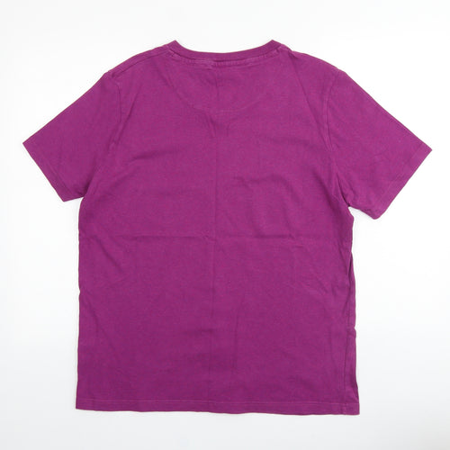 John Lewis Mens Pink Cotton T-Shirt Size L V-Neck