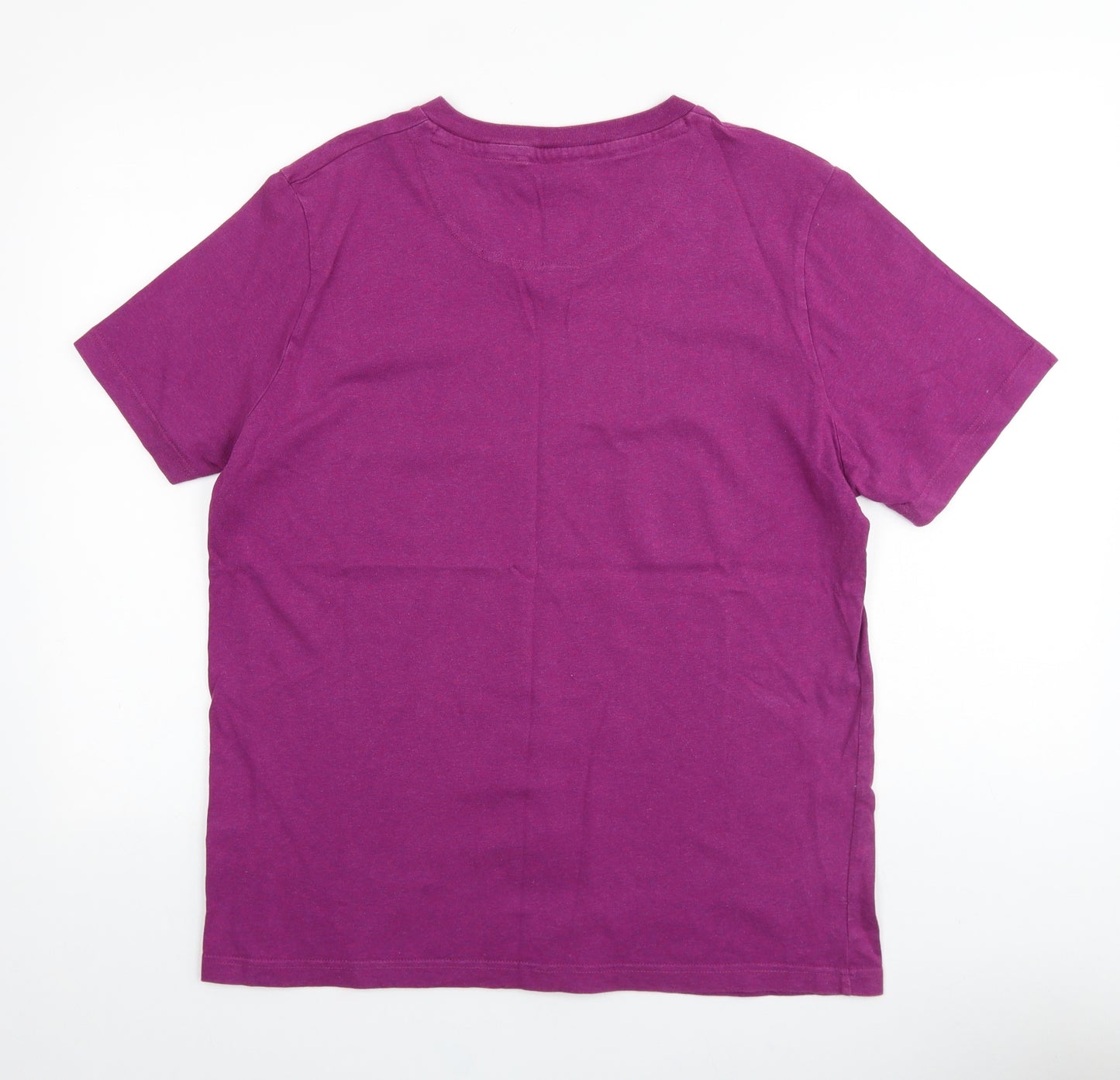 John Lewis Mens Pink Cotton T-Shirt Size L V-Neck