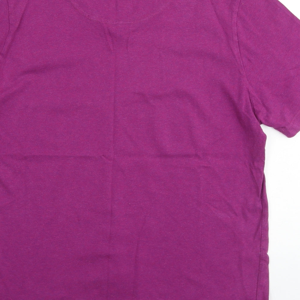 John Lewis Mens Pink Cotton T-Shirt Size L V-Neck