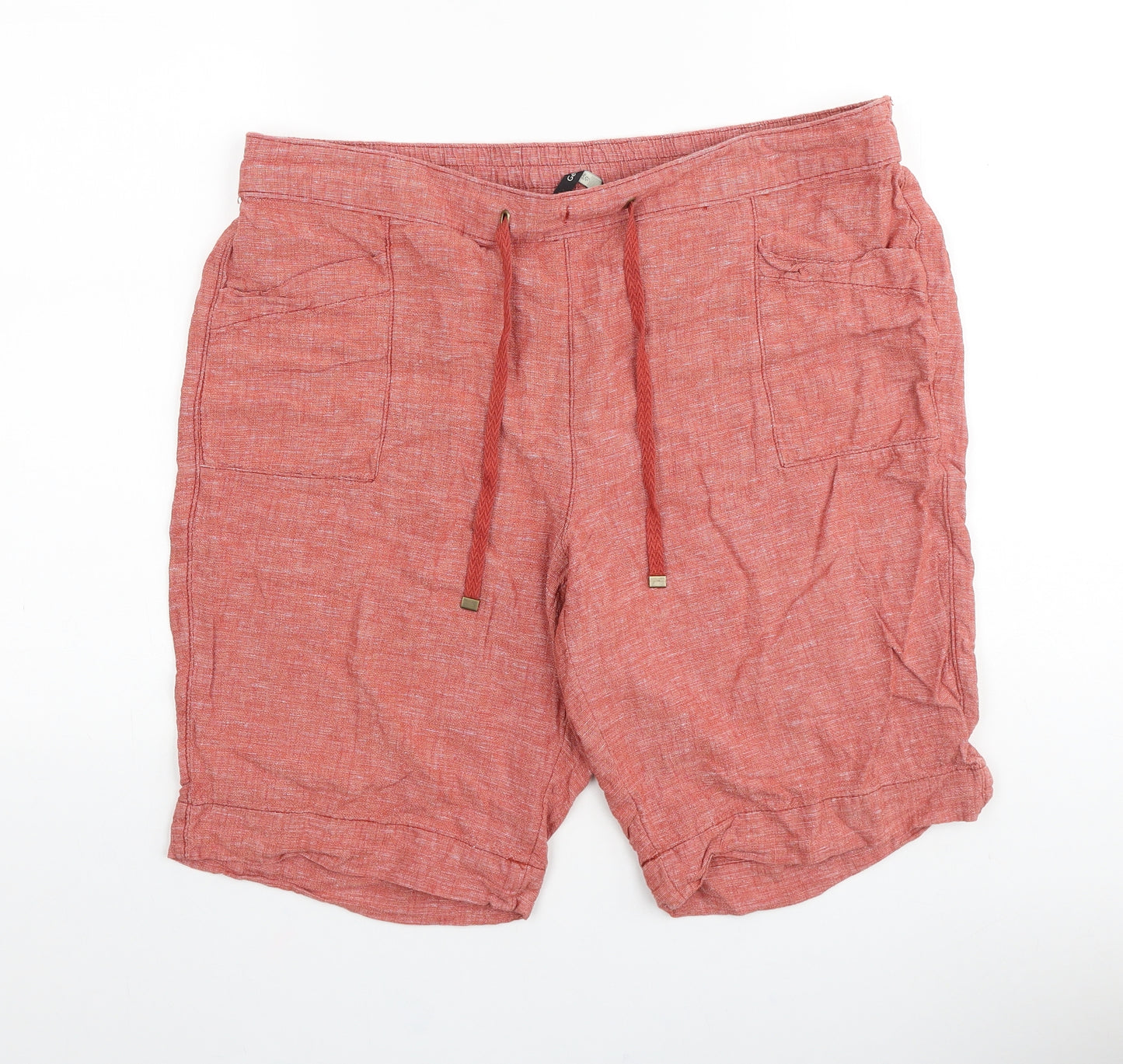 George Womens Red Linen Bermuda Shorts Size 16 L9 in Regular Tie