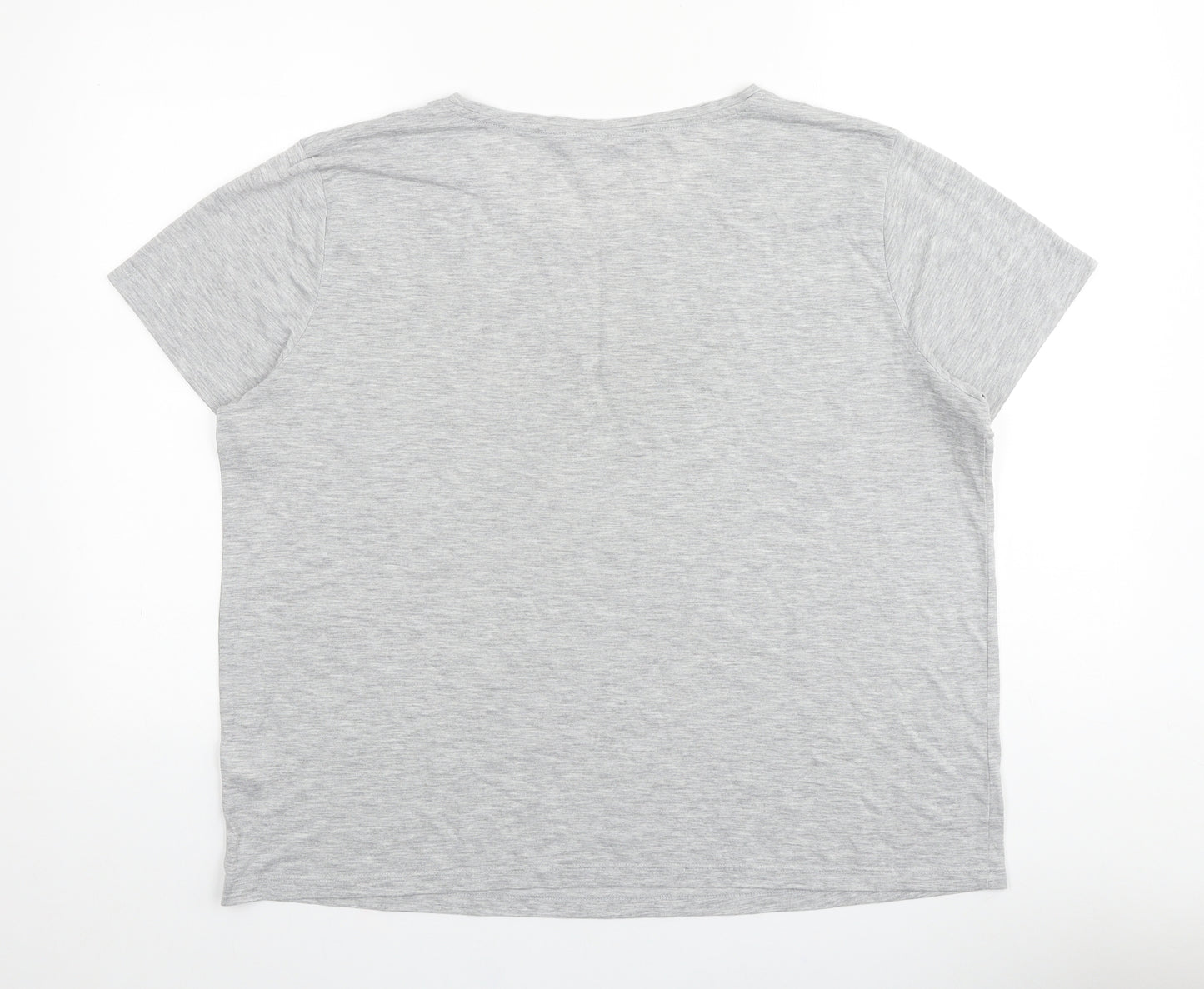 Marks and Spencer Womens Grey 100% Cotton Basic T-Shirt Size 18 Scoop Neck - Cheers to Summer