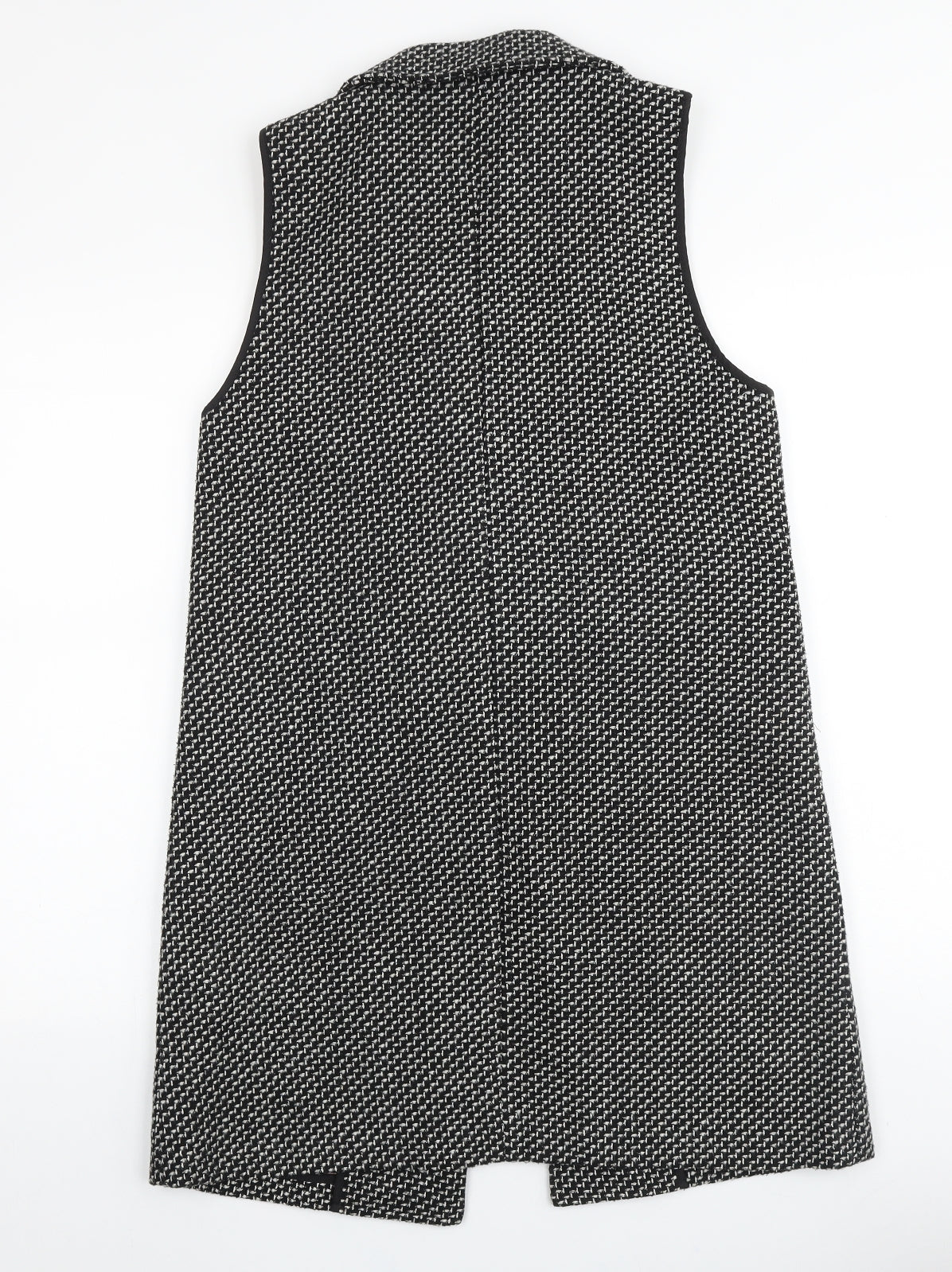 Sfera Womens Black Geometric Overcoat Waistcoat Size S