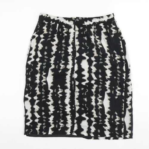Monsoon Womens Black Geometric Cotton Wrap Skirt Size 8 Zip