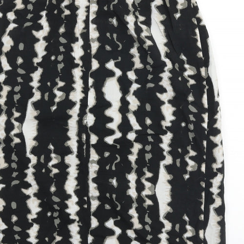 Monsoon Womens Black Geometric Cotton Wrap Skirt Size 8 Zip