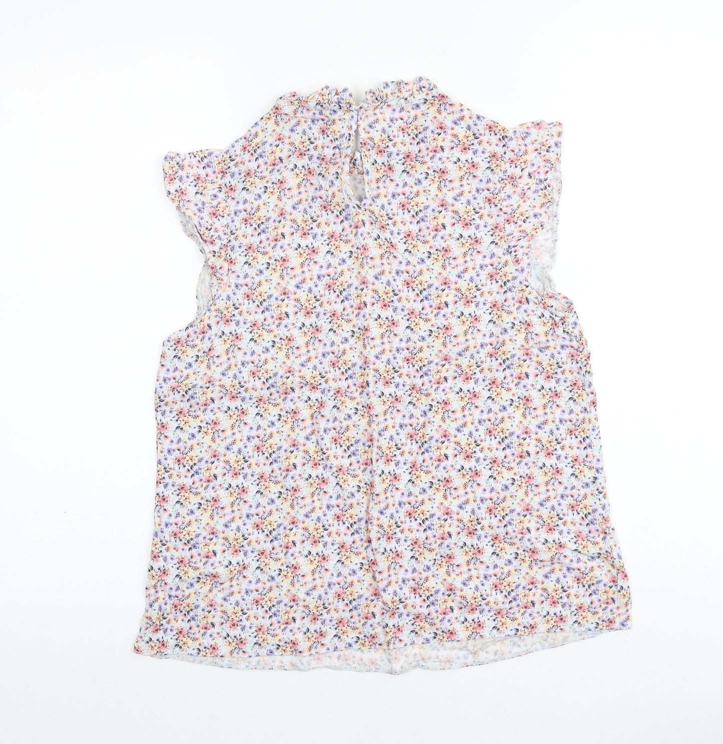 New Look Womens Multicoloured Floral Viscose Basic Blouse Size 10 Round Neck