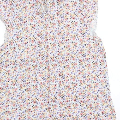 New Look Womens Multicoloured Floral Viscose Basic Blouse Size 10 Round Neck