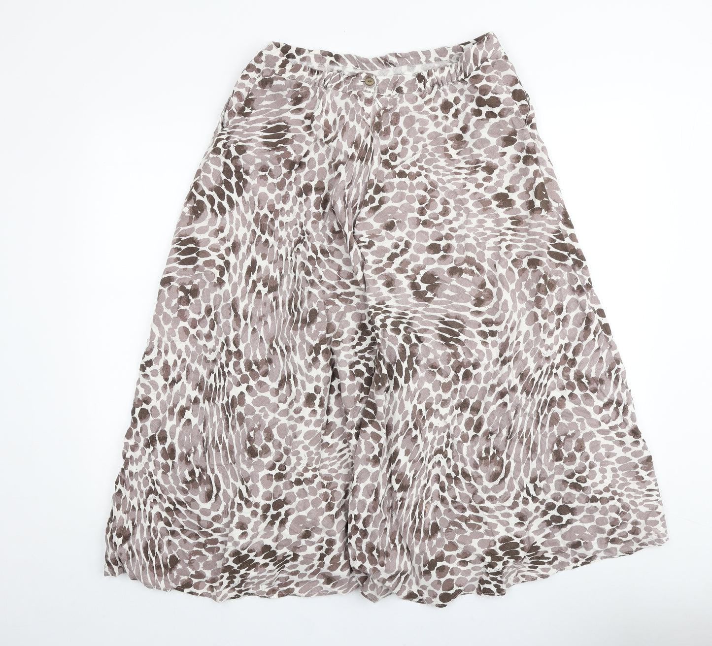 Marks and Spencer Womens Brown Geometric Flax Swing Skirt Size 12 Zip