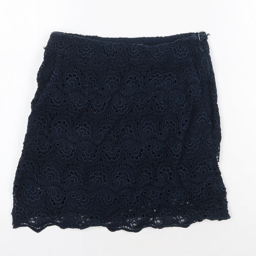 Jack Wills Womens Blue Geometric Cotton Mini Skirt Size 8 Zip
