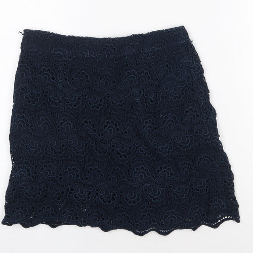 Jack Wills Womens Blue Geometric Cotton Mini Skirt Size 8 Zip