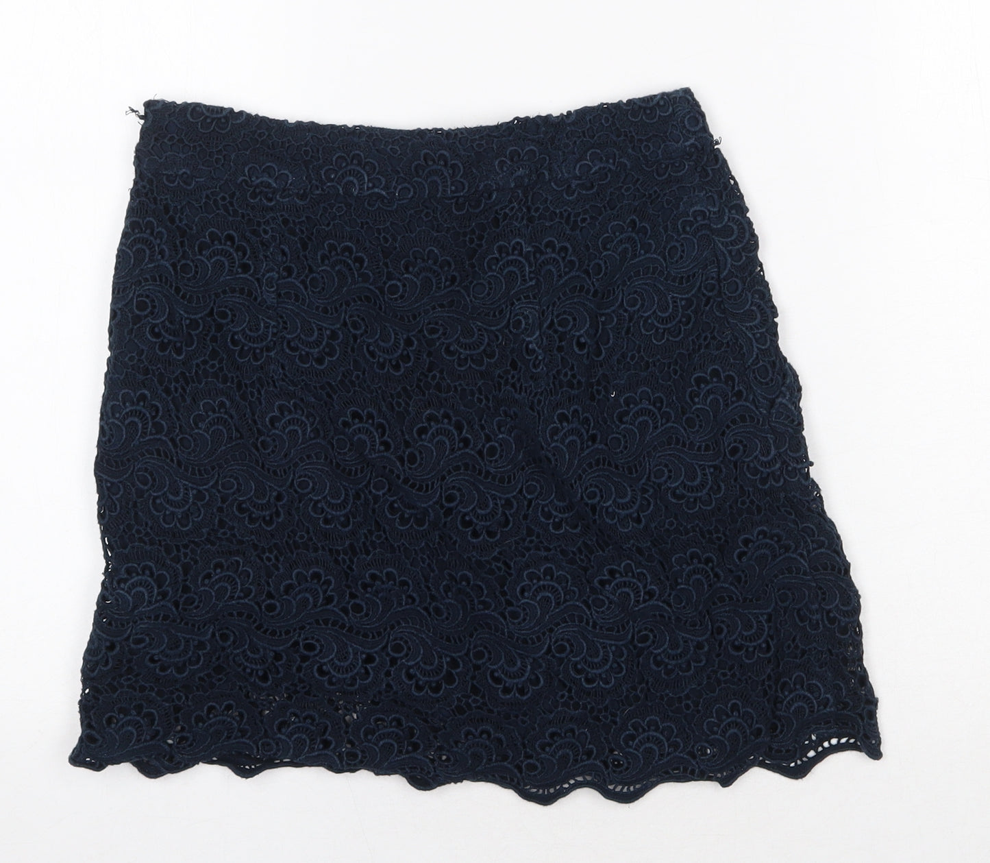 Jack Wills Womens Blue Geometric Cotton Mini Skirt Size 8 Zip