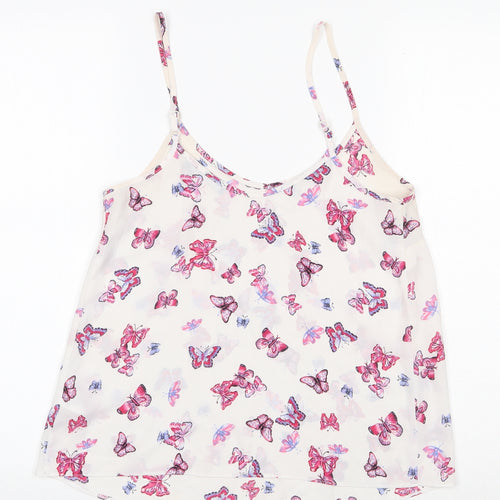 Atmosphere Womens White Geometric Polyester Camisole Tank Size 6 Scoop Neck - Butterfly