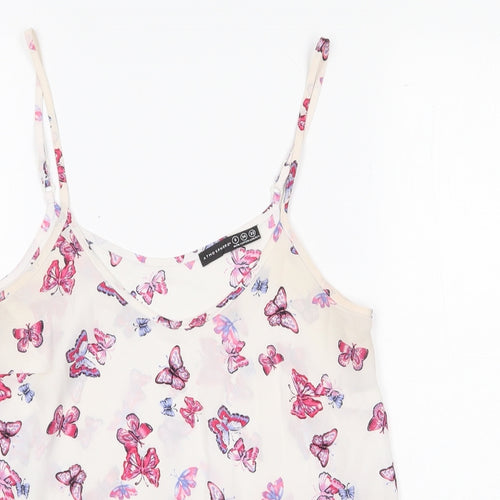 Atmosphere Womens White Geometric Polyester Camisole Tank Size 6 Scoop Neck - Butterfly