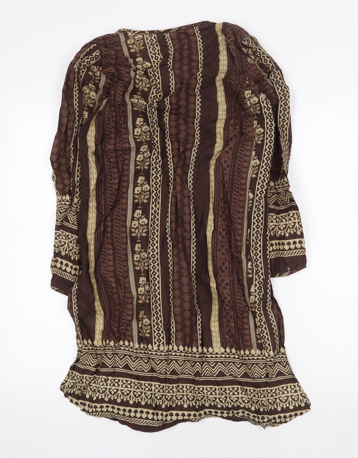 Khaadi Womens Brown Polyester Shift Size 10 V-Neck Button