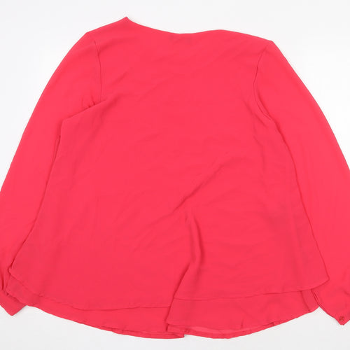 James Lakeland Womens Pink Polyester Basic Blouse Size 18 Round Neck