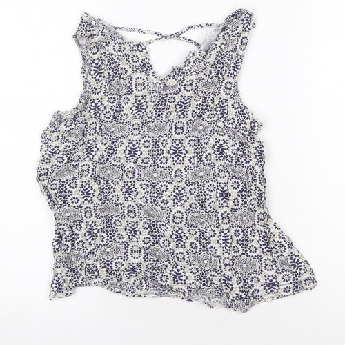 Atmosphere Womens Blue Geometric Viscose Basic Blouse Size 14 V-Neck