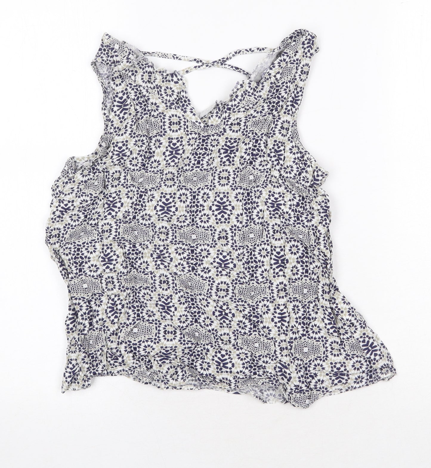 Atmosphere Womens Blue Geometric Viscose Basic Blouse Size 14 V-Neck