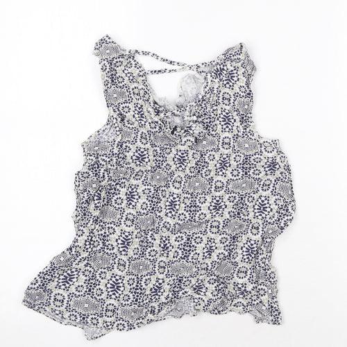 Atmosphere Womens Blue Geometric Viscose Basic Blouse Size 14 V-Neck
