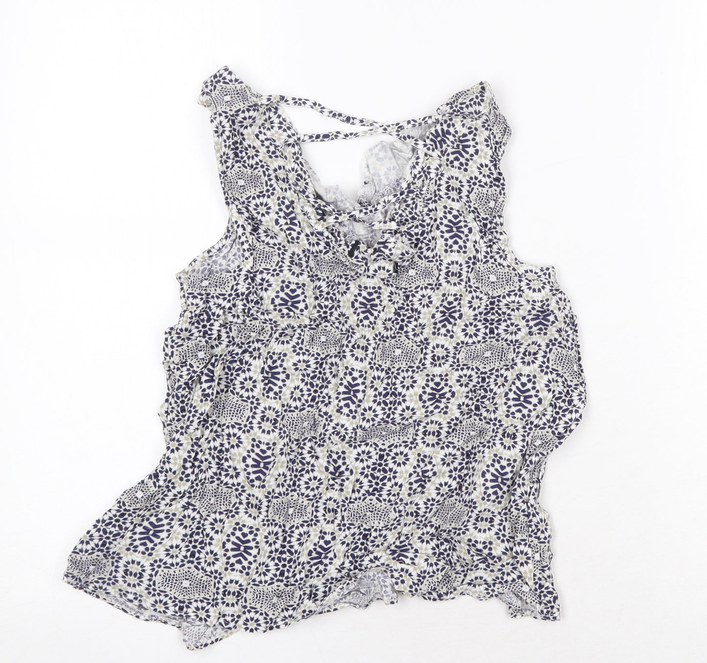 Atmosphere Womens Blue Geometric Viscose Basic Blouse Size 14 V-Neck