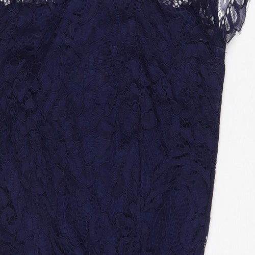 Preworn Womens Blue Nylon Bodycon Size 10 Mock Neck Zip