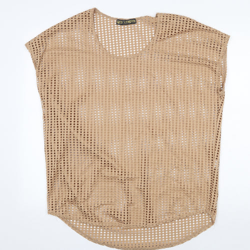 QED London Womens Beige Polyester Basic Blouse Size L Scoop Neck