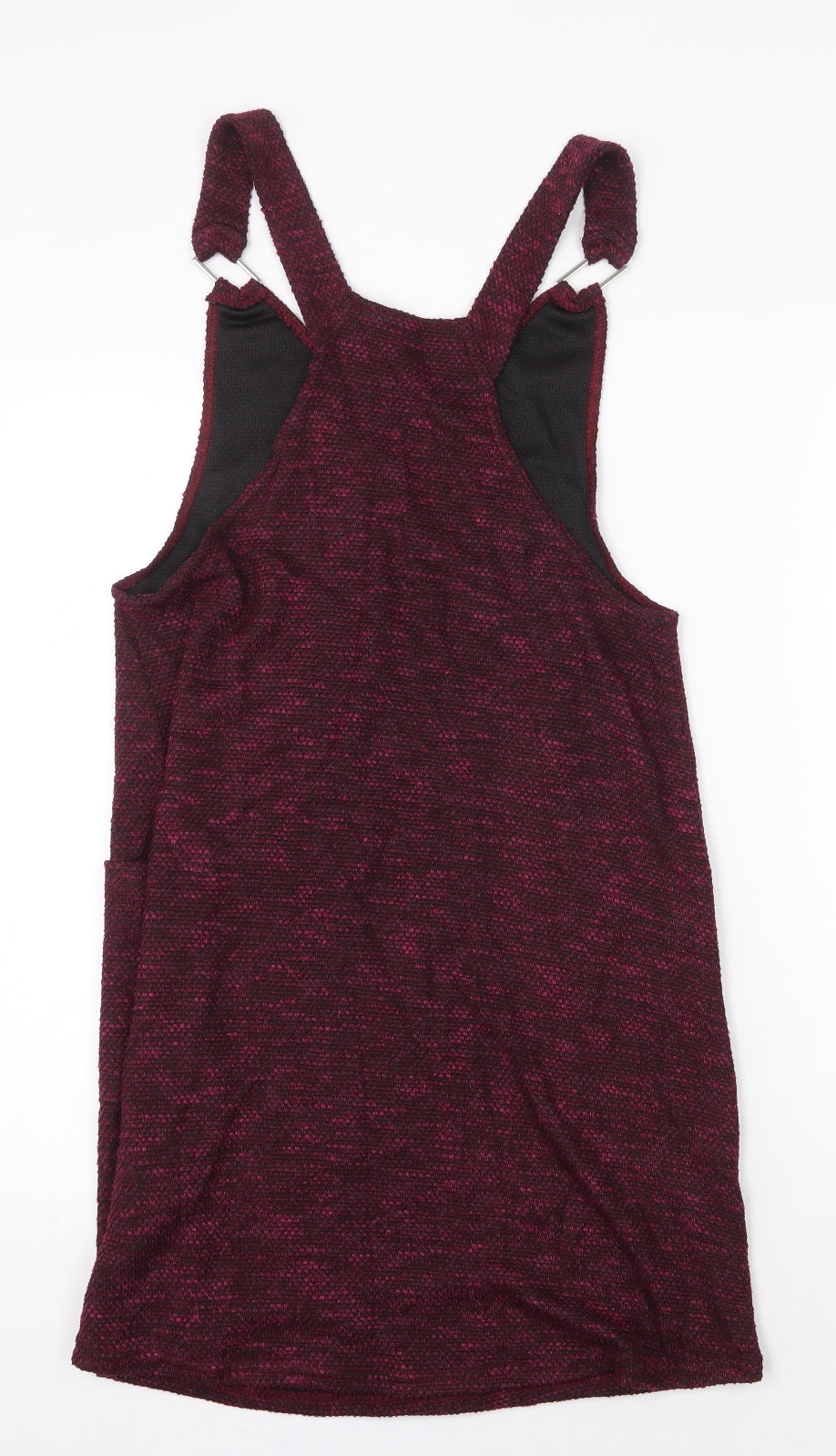New Look Womens Purple Polyester Pinafore/Dungaree Dress Size 10 V-Neck Buckle