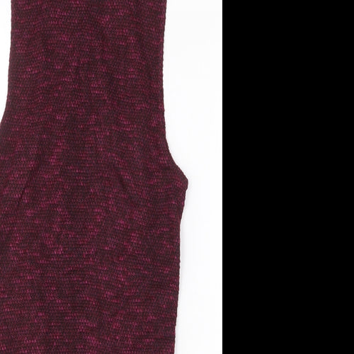 New Look Womens Purple Polyester Pinafore/Dungaree Dress Size 10 V-Neck Buckle