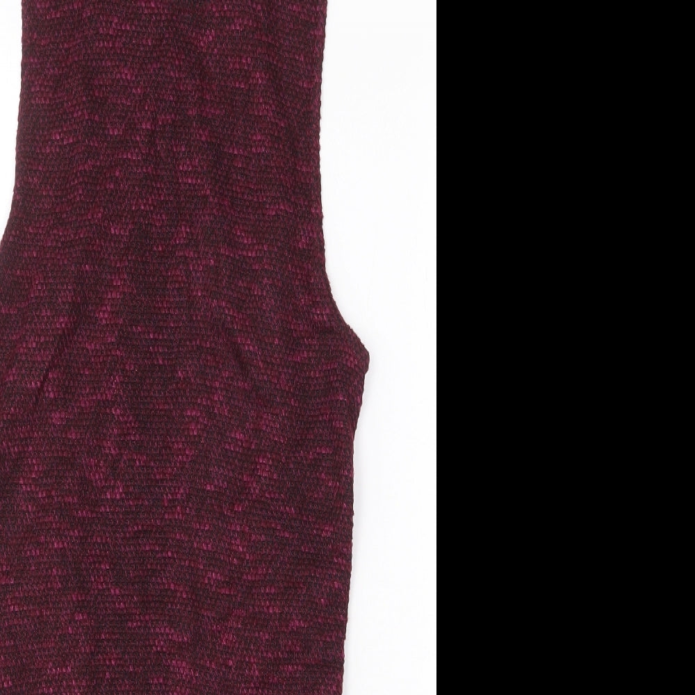 New Look Womens Purple Polyester Pinafore/Dungaree Dress Size 10 V-Neck Buckle