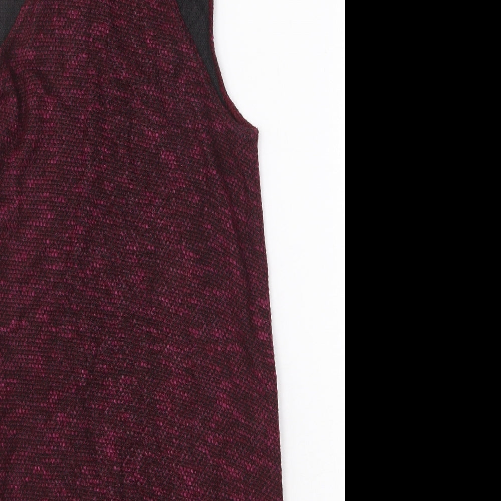 New Look Womens Purple Polyester Pinafore/Dungaree Dress Size 10 V-Neck Buckle