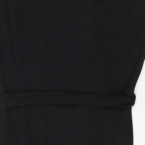 Marks and Spencer Womens Black Polyester Shift Size 10 Boat Neck Tie