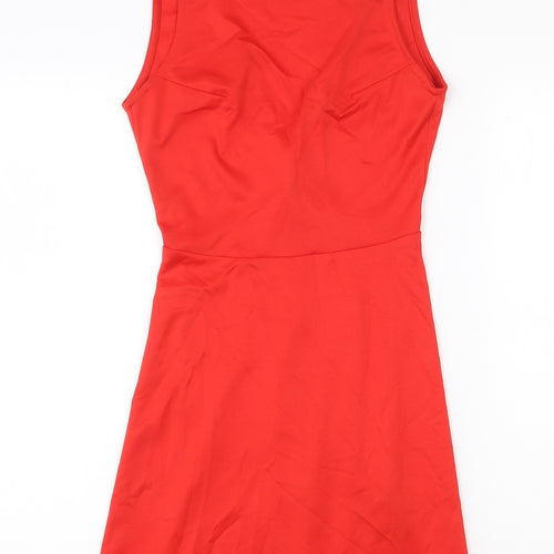 H&M Womens Red Polyester Tank Dress Size 8 Boat Neck Pullover