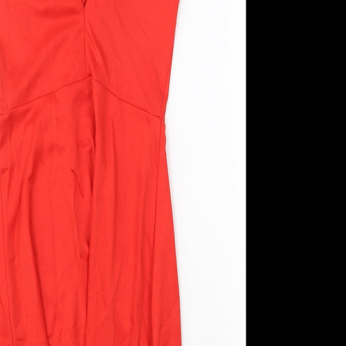 H&M Womens Red Polyester Tank Dress Size 8 Boat Neck Pullover
