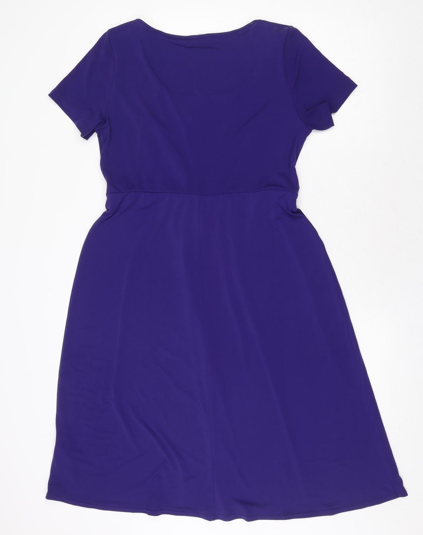 Changes By Together Womens Purple Polyester Fit & Flare Size 14 V-Neck Buckle