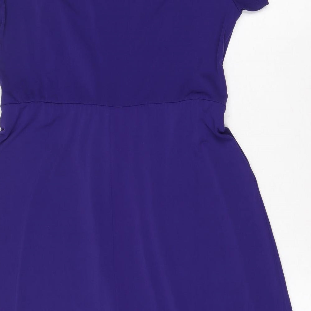 Changes By Together Womens Purple Polyester Fit & Flare Size 14 V-Neck Buckle
