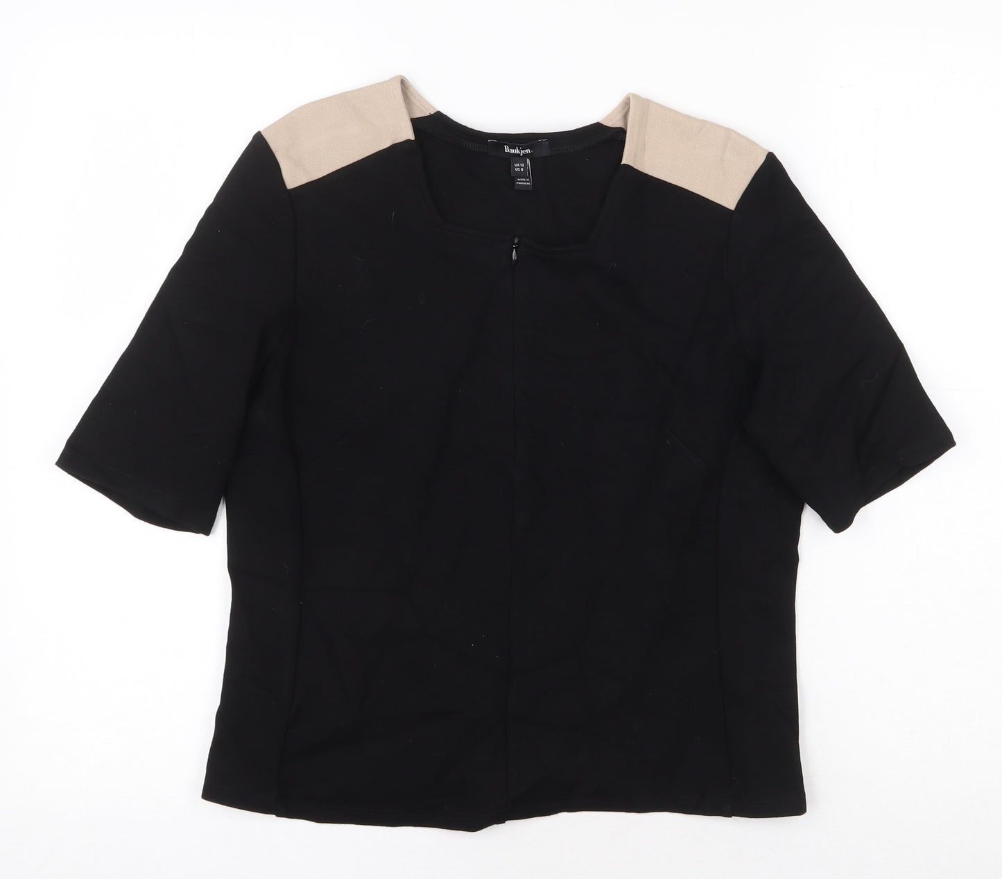 Baukjen Womens Black Viscose Basic T-Shirt Size 12 Square Neck