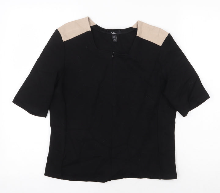 Baukjen Womens Black Viscose Basic T-Shirt Size 12 Square Neck