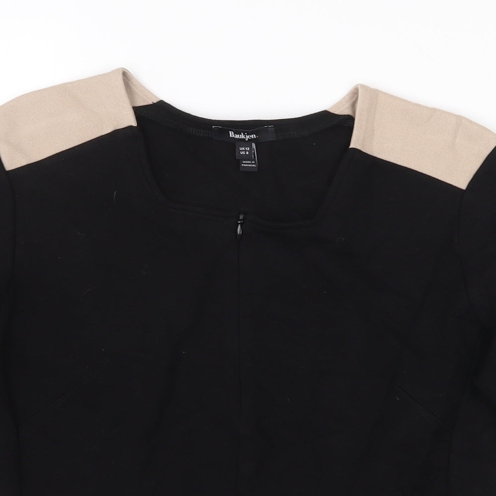Baukjen Womens Black Viscose Basic T-Shirt Size 12 Square Neck