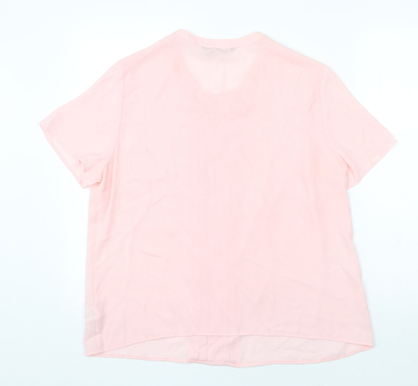 Bonmarché Womens Pink Polyester Basic T-Shirt Size 16 V-Neck