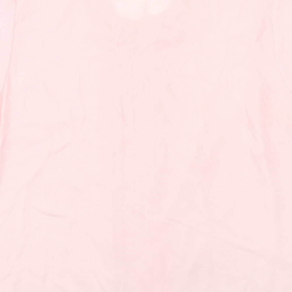 Bonmarché Womens Pink Polyester Basic T-Shirt Size 16 V-Neck