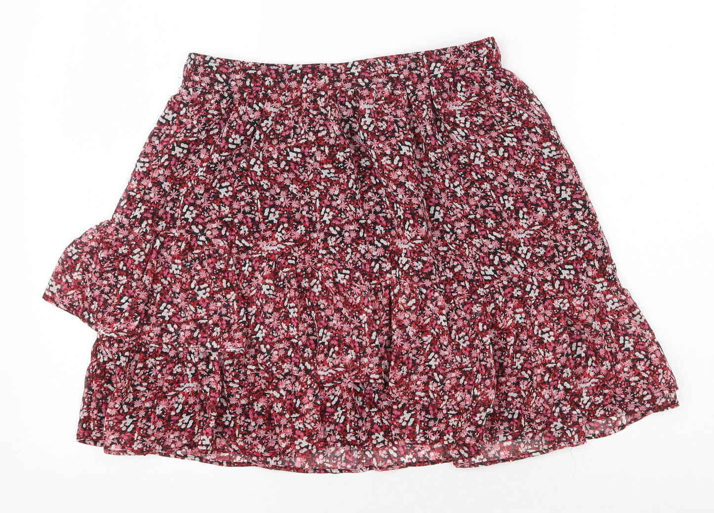 New Look Womens Red Floral Polyester Mini Skirt Size 10