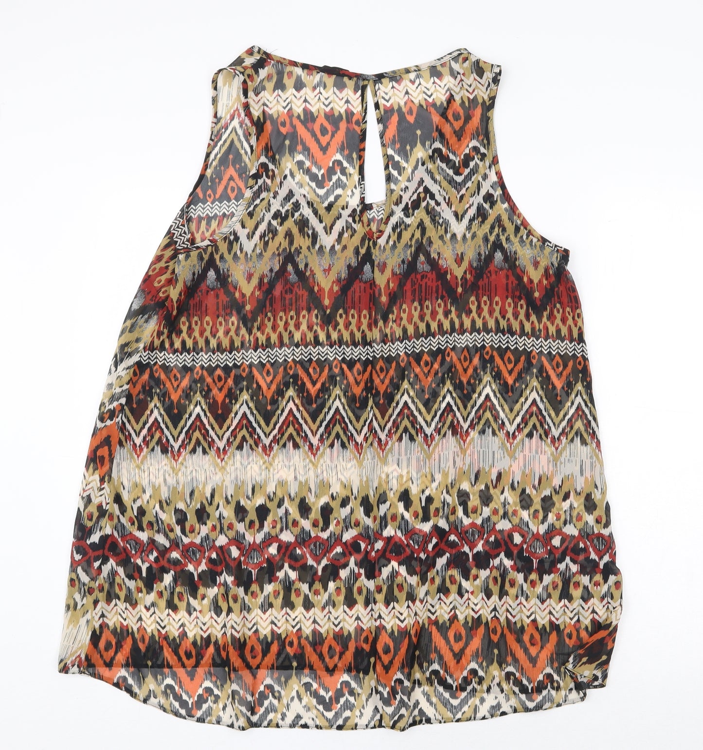 George Womens Multicoloured Geometric Polyester Tunic Tank Size 16 Scoop Neck