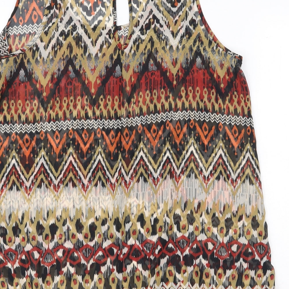 George Womens Multicoloured Geometric Polyester Tunic Tank Size 16 Scoop Neck