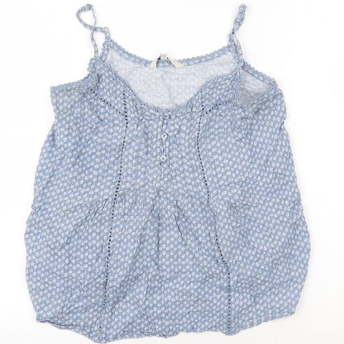 NEXT Womens Blue Geometric 100% Cotton Camisole Blouse Size 6 Scoop Neck