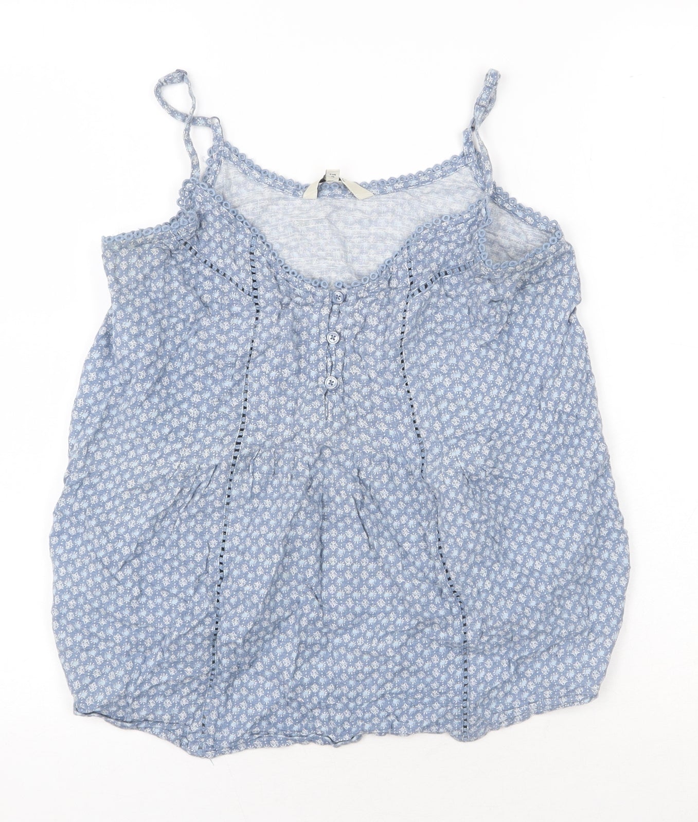 NEXT Womens Blue Geometric 100% Cotton Camisole Blouse Size 6 Scoop Neck