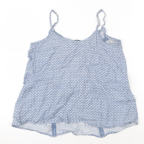 NEXT Womens Blue Geometric 100% Cotton Camisole Blouse Size 6 Scoop Neck