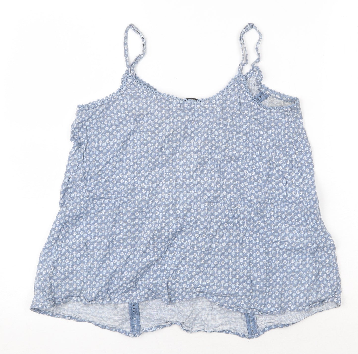 NEXT Womens Blue Geometric 100% Cotton Camisole Blouse Size 6 Scoop Neck